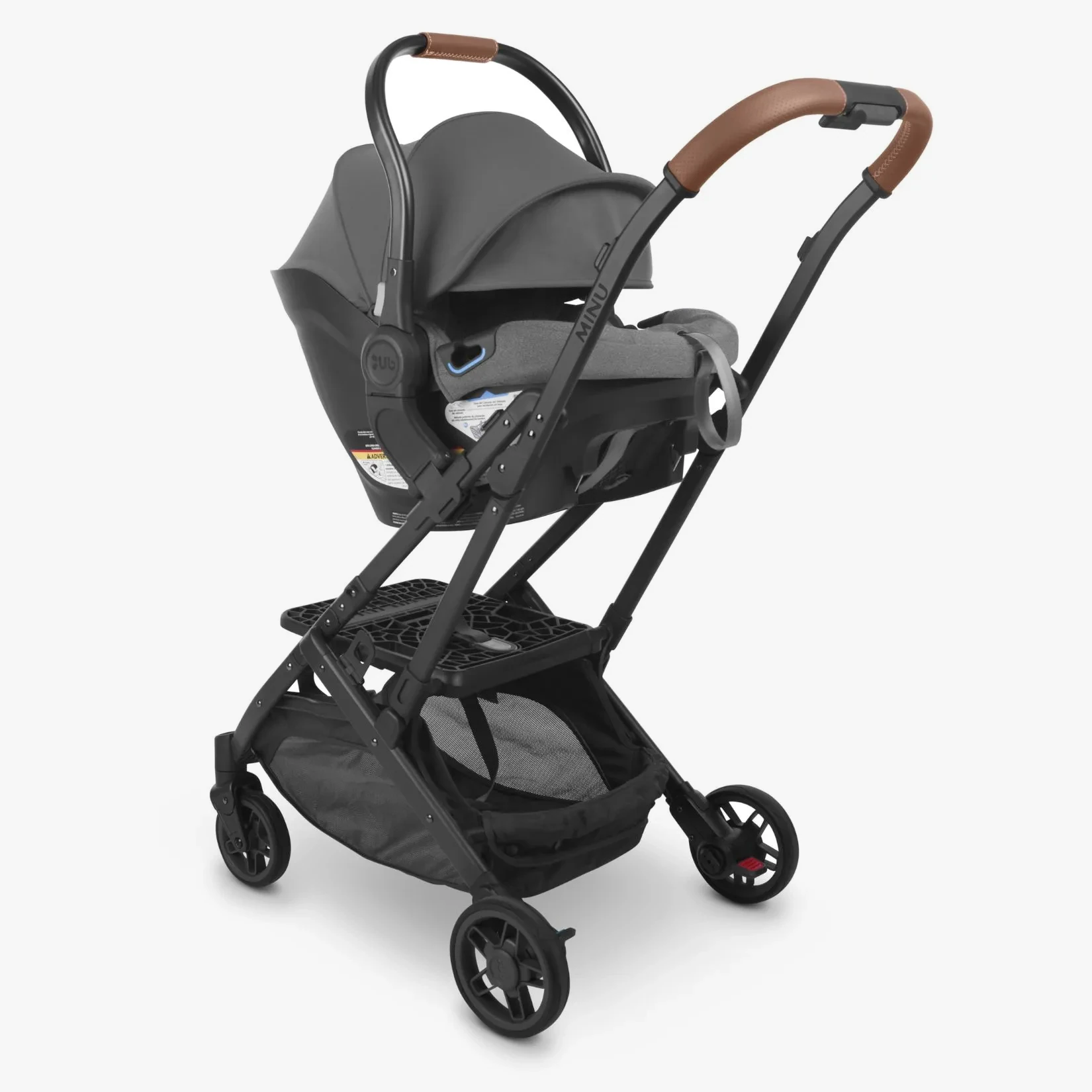 Aria infant car seat in Greyson attached to Minu V2 stroller