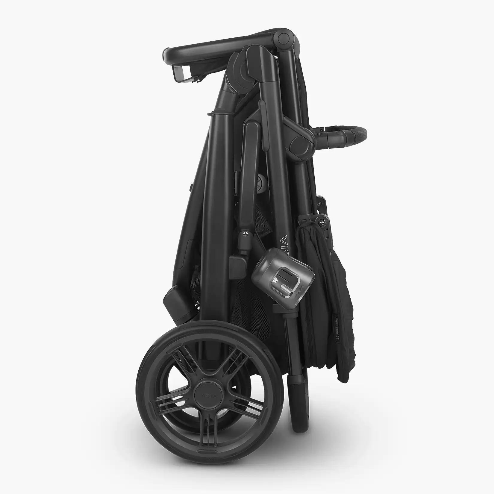 You can leave the cup holder attached when folding your stroller
